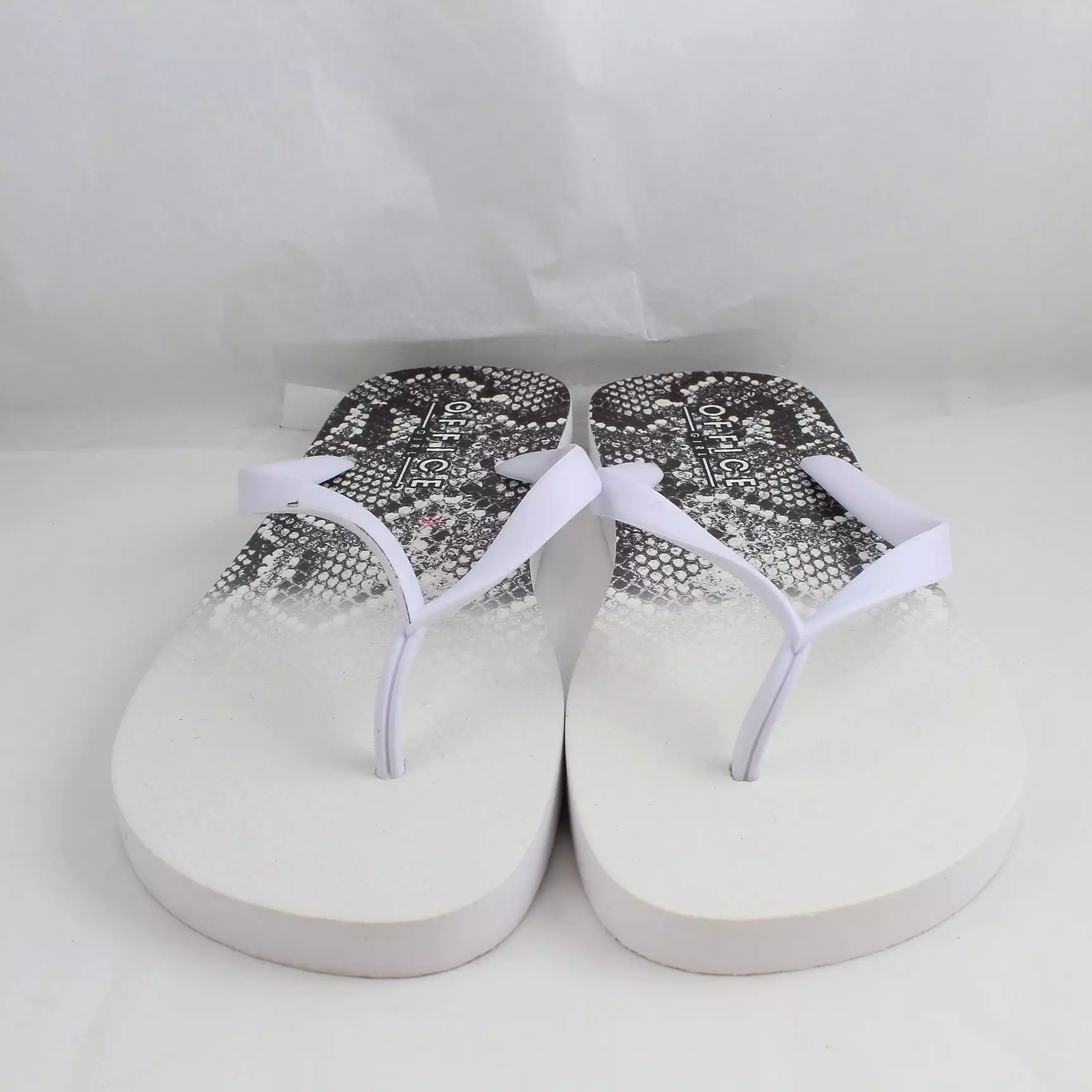 Womens Office Seaside Ombre Toe Post Sandal White Snake