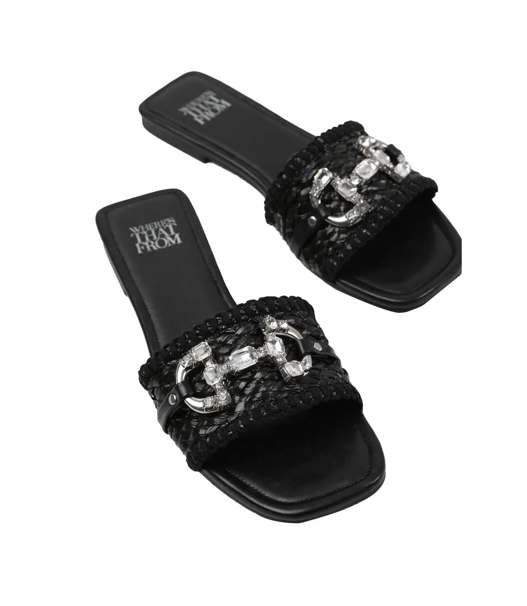 Womens/ladies align jewel flat sandals black Where´s That From