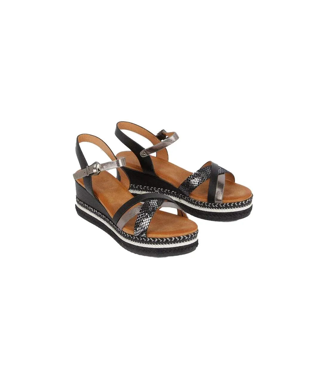 Womens/ladies amber wedge sandals black Good For The Sole