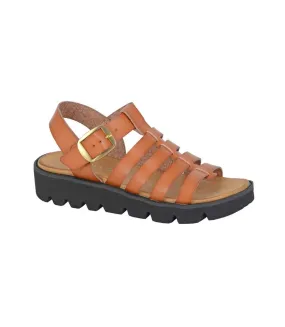 Womens/ladies azia t-bar sandals tan Cipriata