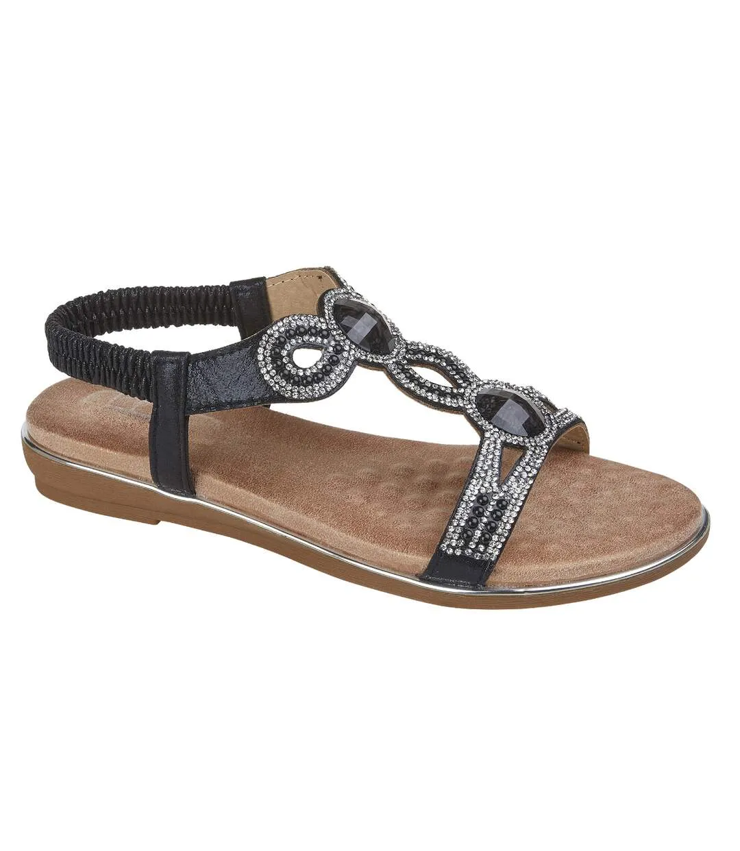 Womens/ladies desia jewelled sandals black/brown Cipriata