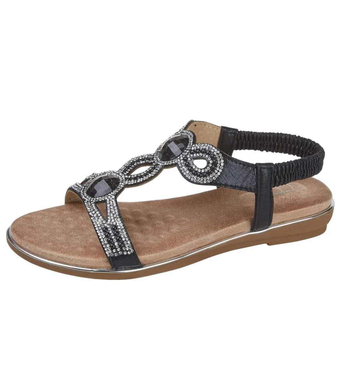 Womens/ladies desia jewelled sandals black/brown Cipriata