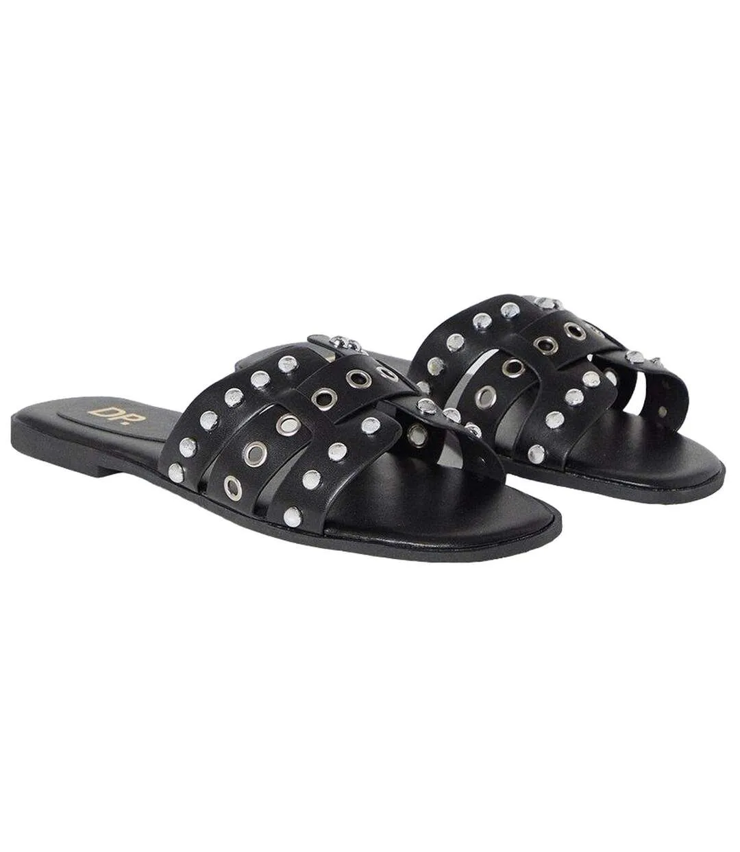 Womens/ladies follie studded wide sandals black Dorothy Perkins