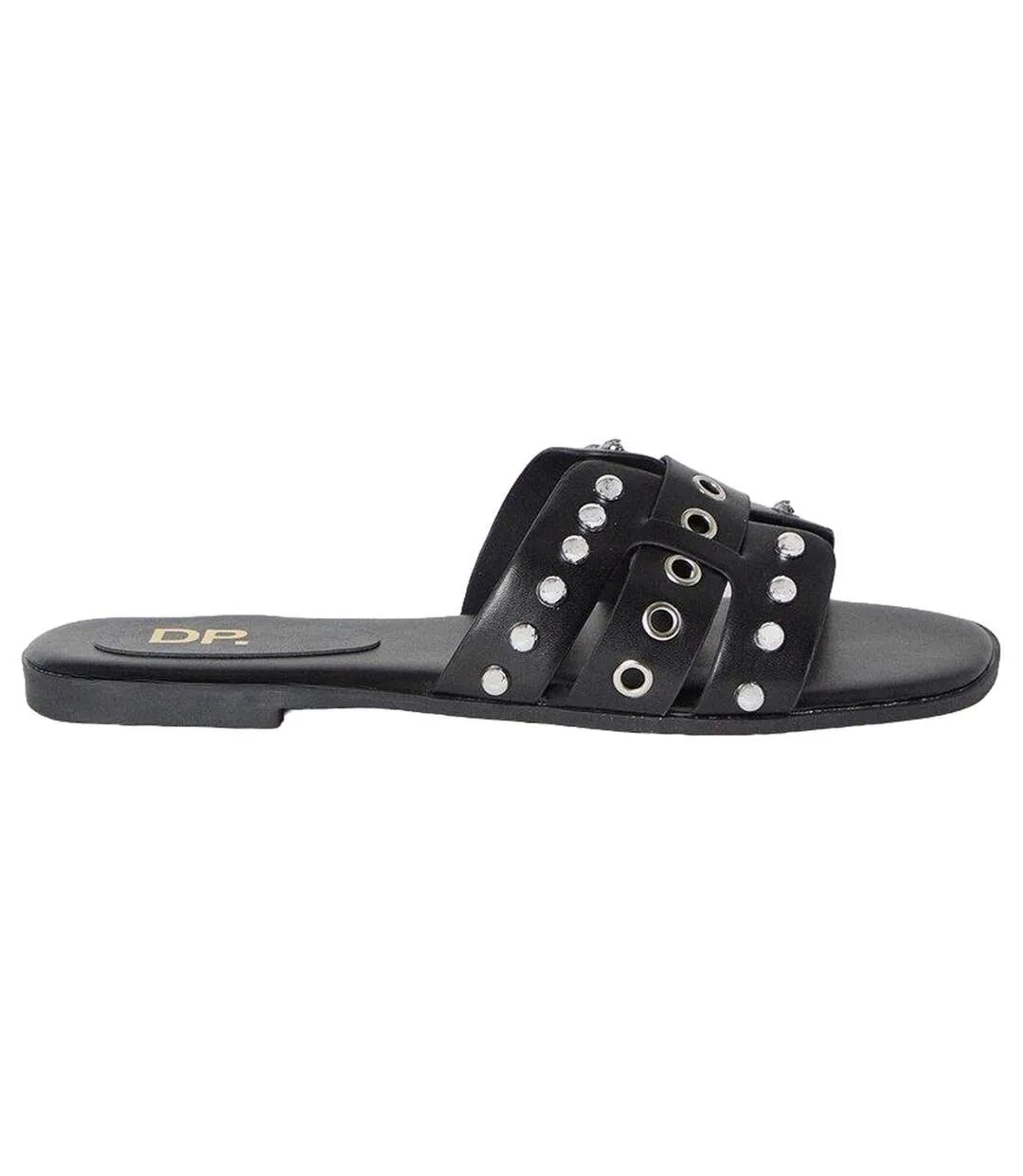 Womens/ladies follie studded wide sandals black Dorothy Perkins