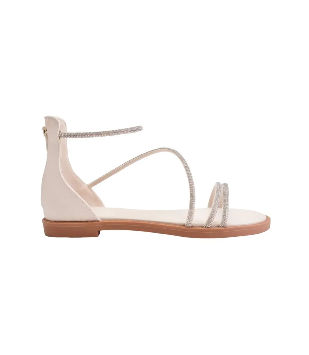 Womens/ladies palmira diamante pu strappy flatform sandals cream Where´s That From